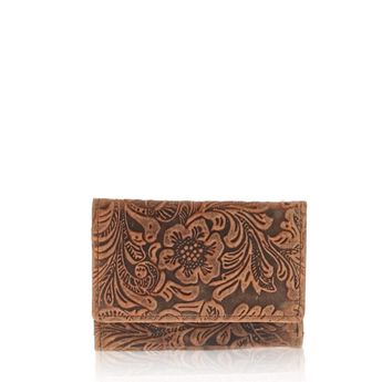Mercucio dámská kožená peněženka s květinovým vzorem  - hnědá