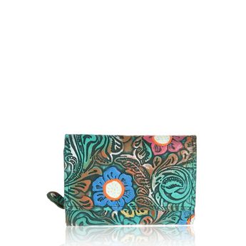 Mercucio dámská kožená peněženka s květinovým vzorem  - zelená