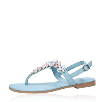 Marco Tozzi dámské kožené sandály s ozdobnými kamínky - modré
