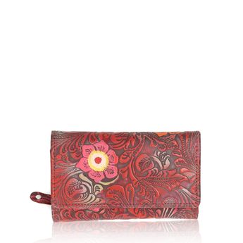 Mercucio dámská stylová peněženka s květinovým vzorem  - červená