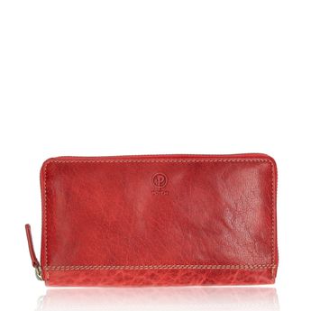 Poyem dámská kožená peněženka na zip - červená