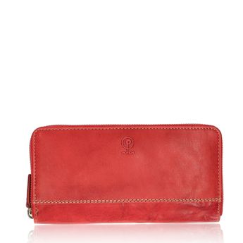 Poyem dámská kožená peněženka na zip - červená